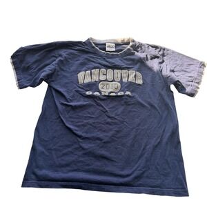 Atlas Mens Vancouver 2010 Olympic Souvenir T-Shirt L Navy Blue Cotton Canada Fan